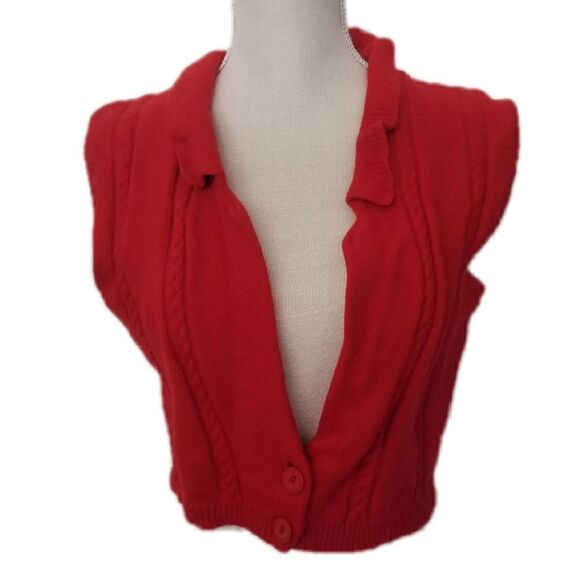 Pendleton Red Wool Vest Vintage 100% virgin wool cropped button up 70s - Picture 7 of 8